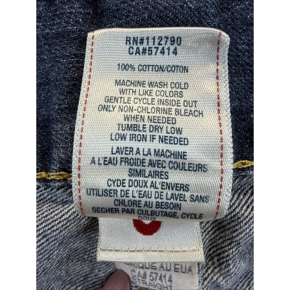 True Religion World Tour Jeans Men's 36x28 Blue Straight USA Made